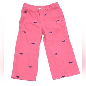 Janie And Jack Pink Corral Kids Bottoms Embroidered Airplane Print Size 18-24